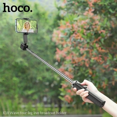 [Užsakomoji prekė] Hoco - Selfie Stick Wave (K18) - Stable, BT 4.0, with Wireless Bluetooth Remote Controller and 4 Legs - Black 7