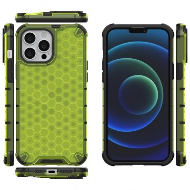 Dėklas Honeycomb Case iPhone 13 Pro Max žalias 1