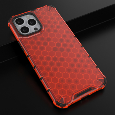 Dėklas Honeycomb Case armor cover with TPU Bumper iPhone 13 Pro Max Raudonas 13 Dėklas Honeycomb Case armor cover with TPU Bumper iPhone 13 Pro Max Raudonas 13