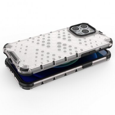Dėklas Honeycomb Case armor cover with TPU Bumper iPhone 13 Pro Max Raudonas 3