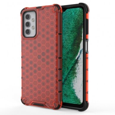 Plastikinis dėklas Honeycomb Case Samsung Galaxy A32 5G Raudonas