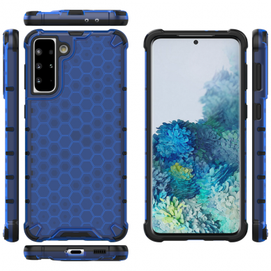 Plastikinis dėklas Honeycomb Case Samsung Galaxy S21+ 5G (S21 Plus 5G) Tamsiai mėlynas 2