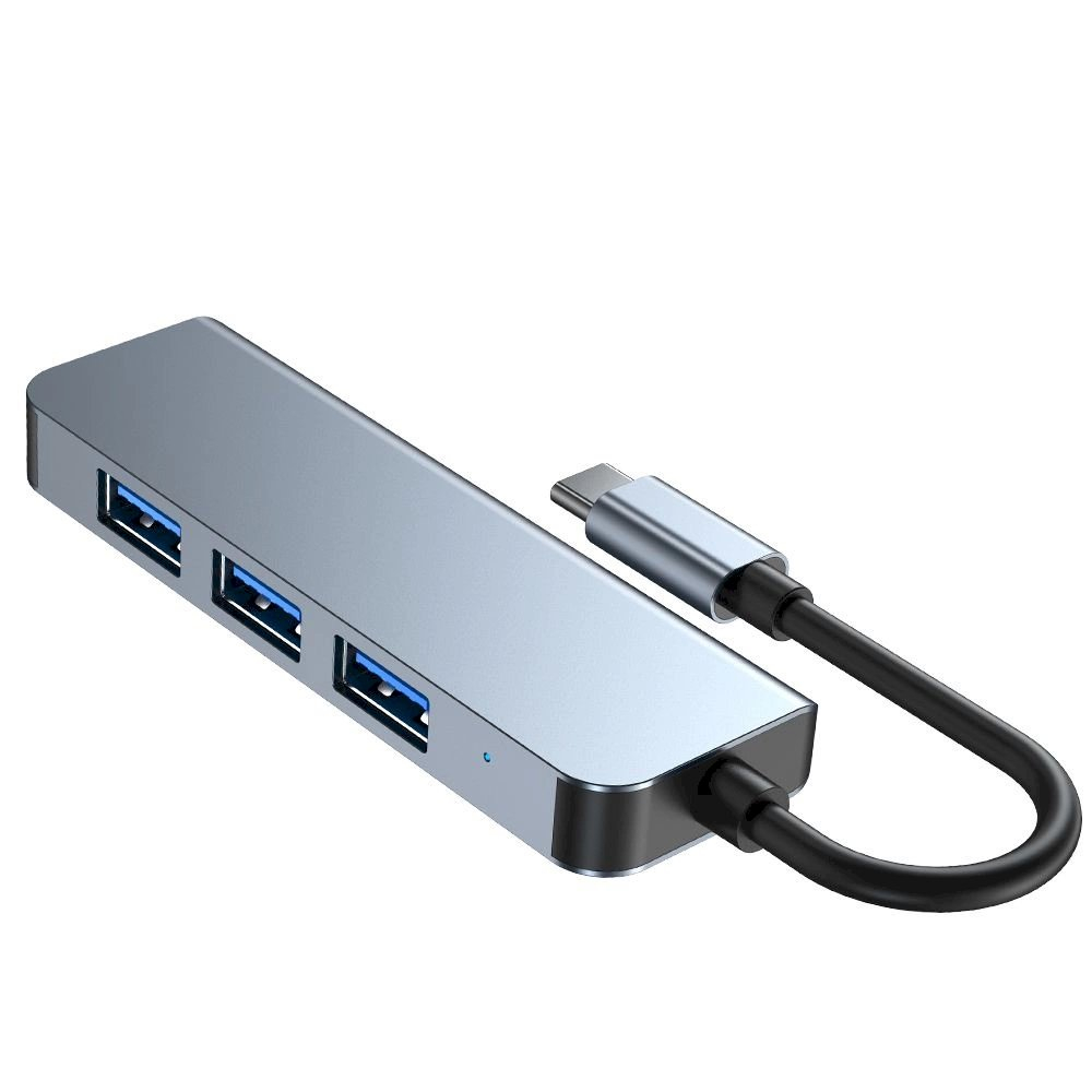 HUB Tech-Protect V1 4in1 USB-C - 3x USB-A 2.0 / USB-A 3.0 - pilkas 3 HUB Tech-Protect V1 4in1 USB-C - 3x USB-A 2.0 / USB-A 3.0 - pilkas 3
