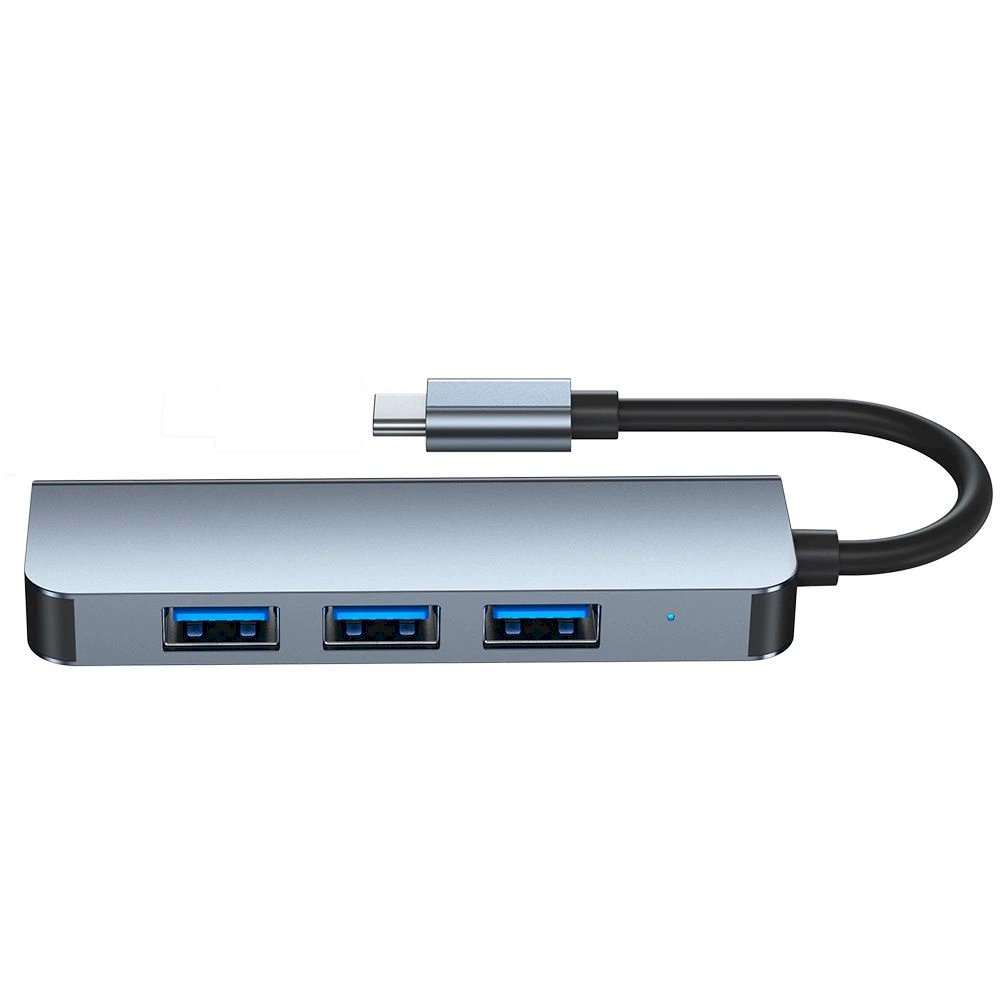 HUB Tech-Protect V1 4in1 USB-C - 3x USB-A 2.0 / USB-A 3.0 - pilkas 4 HUB Tech-Protect V1 4in1 USB-C - 3x USB-A 2.0 / USB-A 3.0 - pilkas 4