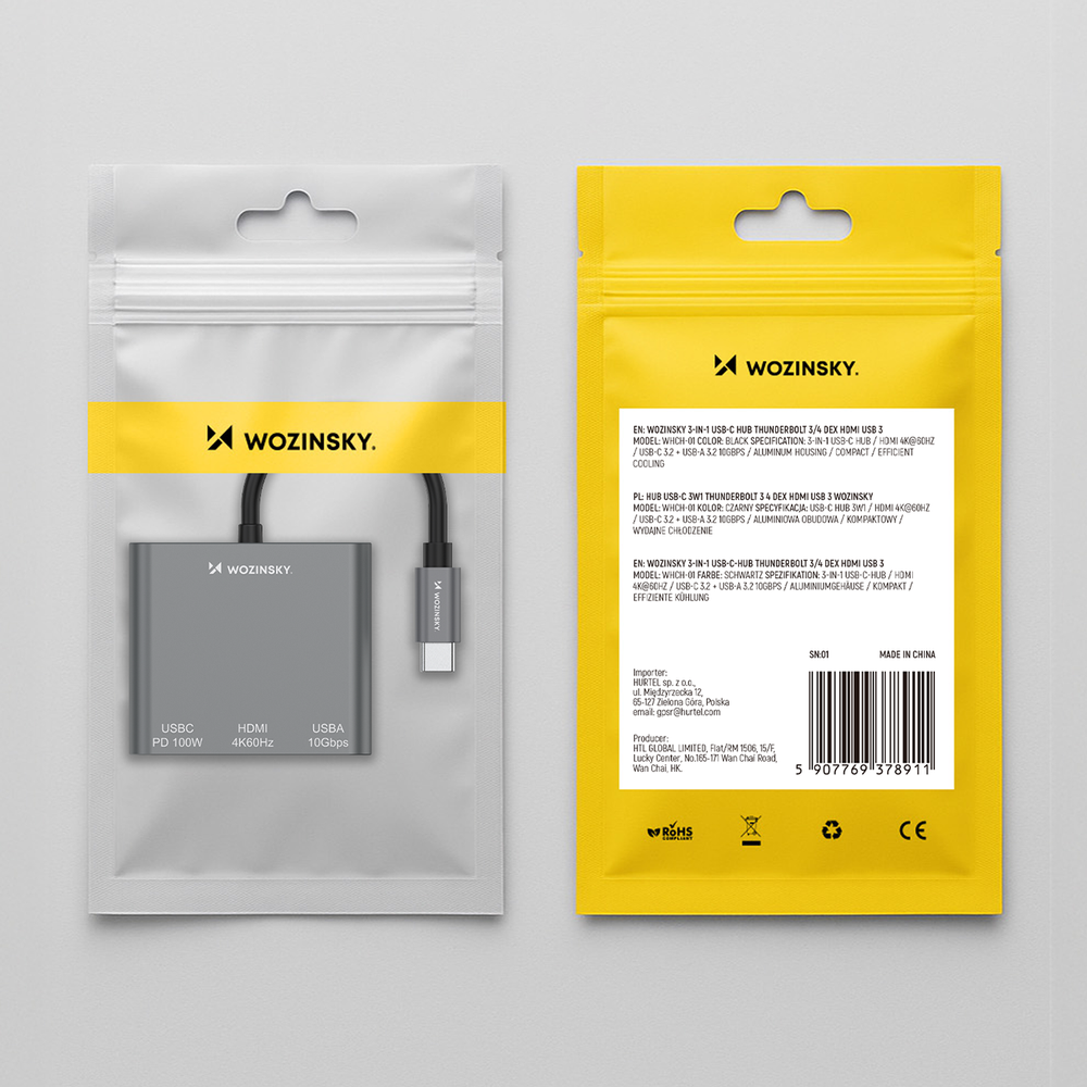 USB-C šakotuvas Wozinsky WHCH-01 PD 100W HDMI 4K@30Hz USB-A 10Gbps – pilkas 7 USB-C šakotuvas Wozinsky WHCH-01 PD 100W HDMI 4K@30Hz USB-A 10Gbps – pilkas 7