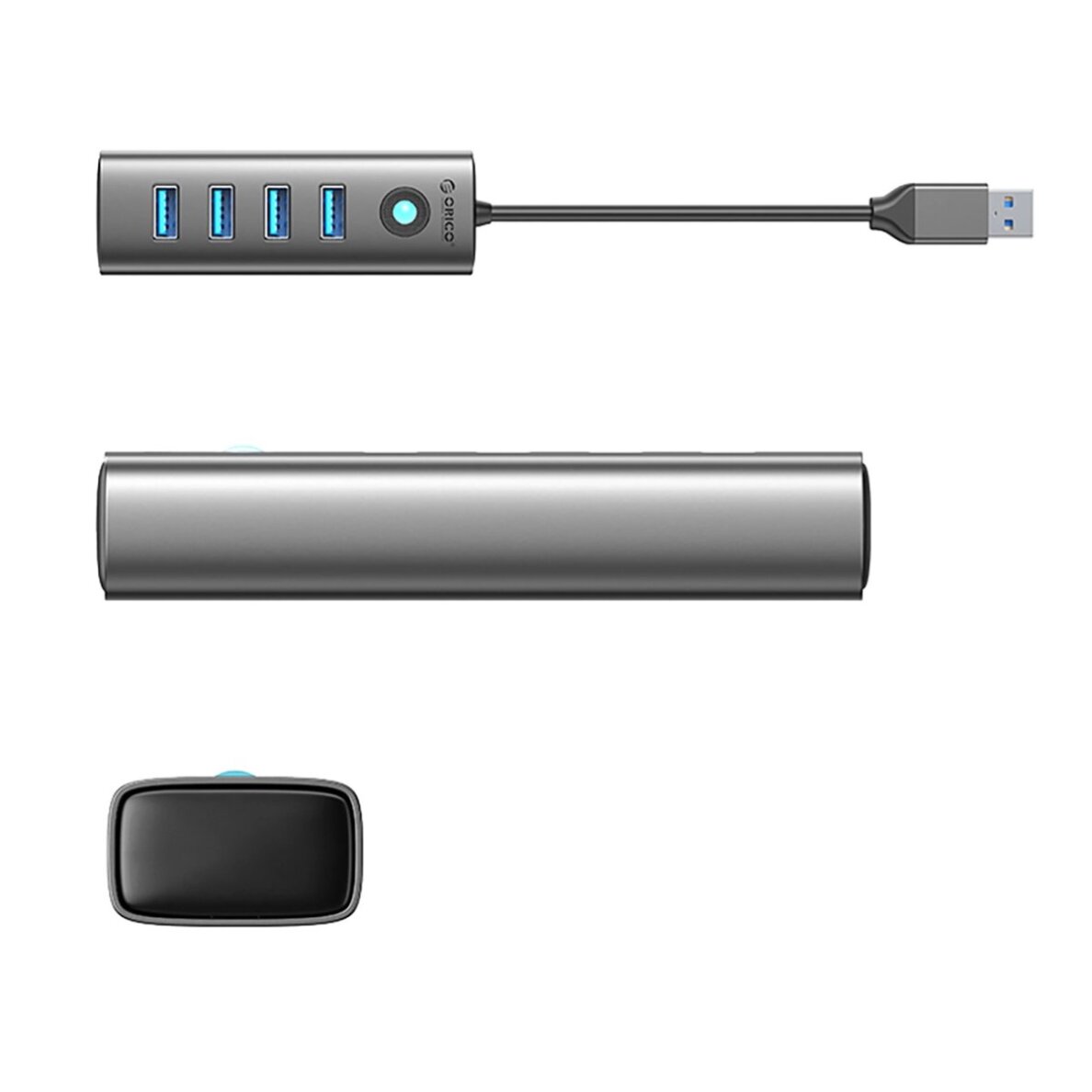USB šakotuvas Hub Orico PDD4U-U3 4x USB-A 3.0 – pilkas 1