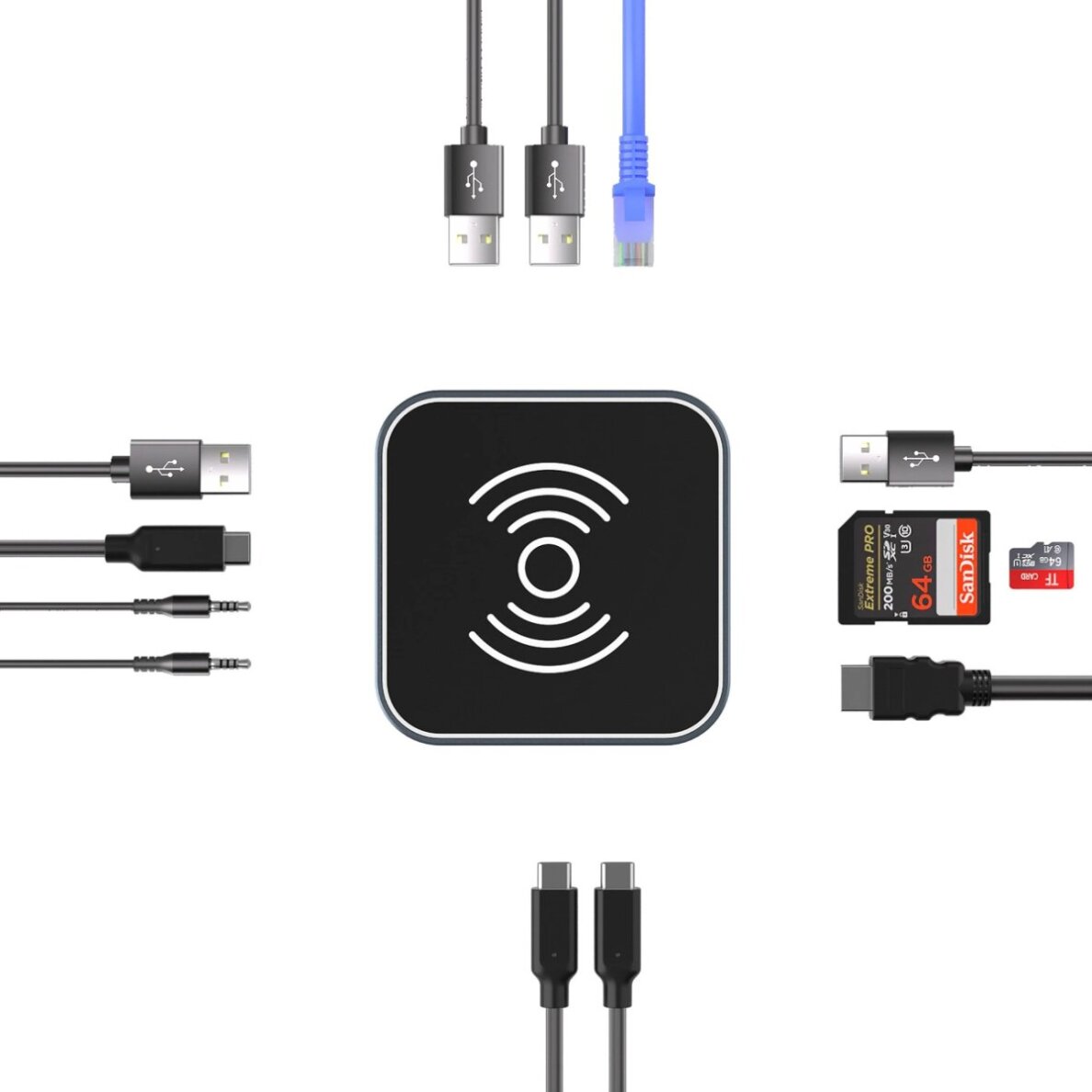 USB-C šakotuvas Wozinsky WHBC09Y8S 12in1 su belaidžio įkrovimo funkcija, aliuminis, 15 cm kabelis – pilkas 4