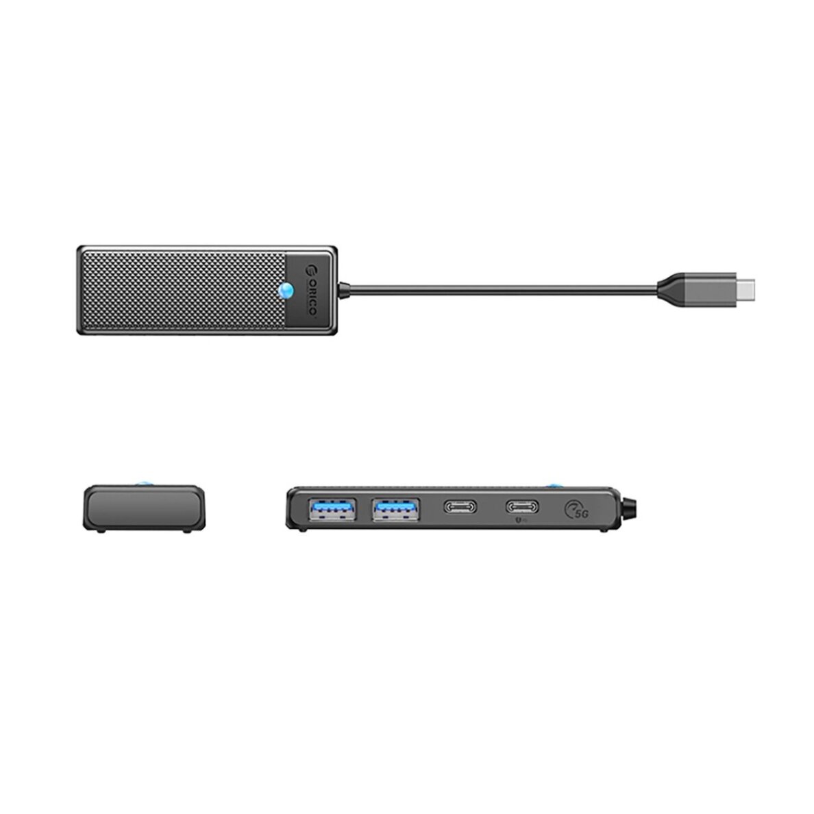 USB-C dokavimo stotis Orico PAPW2AC-C3 2x USB-A 3.0 + 2x USB-C 3.0 – juoda 1
