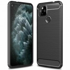 [Užsakomoji prekė] Dėklas skirtas Google Pixel 5 - Techsuit Carbon Silicone - Juodas