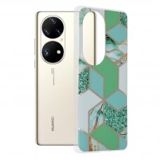 [Užsakomoji prekė] Dėklas skirtas Huawei P50 Pro - Techsuit Marble Series - Žalias Hex