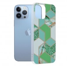 [Užsakomoji prekė] Dėklas skirtas iPhone 13 Pro Max - Techsuit Marble Series - Žalias Hex IKX765