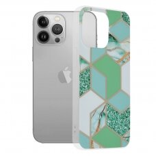 [Užsakomoji prekė] Dėklas skirtas iPhone 13 Pro - Techsuit Marble Series - Žalias Hex LYH194