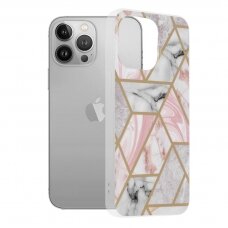 [Užsakomoji prekė] Dėklas skirtas iPhone 13 Pro - Techsuit Marble Series - Rožinis Hex LYH194