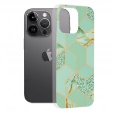[Užsakomoji prekė] Dėklas skirtas iPhone 14 Pro Max - Techsuit Marble Series - Žalias Hex