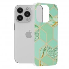 [Užsakomoji prekė] Dėklas skirtas iPhone 14 Pro - Techsuit Marble Series - Žalias Hex