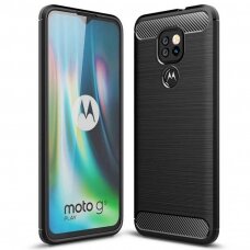 [Užsakomoji prekė] Dėklas skirtas Motorola Moto E7 Plus / Moto G9 Play - Techsuit Carbon Silicone - Juodas