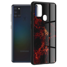 [Užsakomoji prekė] Dėklas skirtas Samsung Galaxy A21s - Techsuit Glaze Series - Raudonas Nebula REQ492