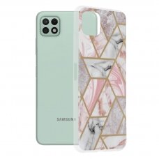 [Užsakomoji prekė] Dėklas skirtas Samsung Galaxy A22 5G - Techsuit Marble Series - Rožinis Hex