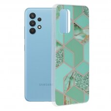 [Užsakomoji prekė] Dėklas Samsung Galaxy A32 4G - Techsuit Marble Series - Žalias Hex