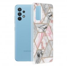 [Užsakomoji prekė] Dėklas Samsung Galaxy A32 4G - Techsuit Marble Series - Rožinis Hex