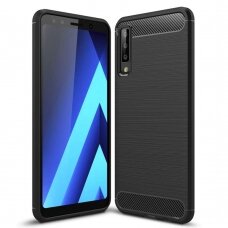 [Užsakomoji prekė] Dėklas skirtas Samsung Galaxy A7 2018 - Techsuit Carbon Silicone - Juodas