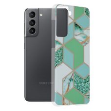 [Užsakomoji prekė] Dėklas skirtas Samsung Galaxy S21 5G - Techsuit Marble Series - Žalias Hex QWR492