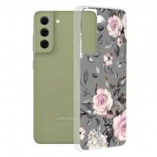 [Užsakomoji prekė] Dėklas skirtas Samsung Galaxy S21 FE 5G - Techsuit Marble Series - Bloom of Ruth Pilkas FET712