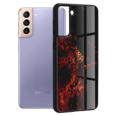 [Užsakomoji prekė] Dėklas skirtas Samsung Galaxy S21 Plus 5G - Techsuit Glaze Series - Raudonas Nebula VOS129