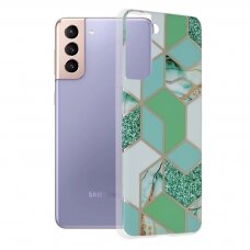 [Užsakomoji prekė] Dėklas skirtas Samsung Galaxy S21 Plus 5G - Techsuit Marble Series - Žalias Hex VOS129