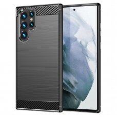 [Užsakomoji prekė] Dėklas skirtas Samsung Galaxy S22 Ultra 5G - Techsuit Carbon Silicone - Juodas JPA754