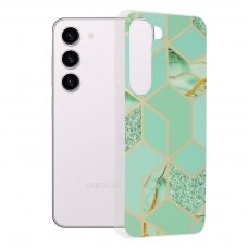 [Užsakomoji prekė] Dėklas skirtas Samsung Galaxy S23 - Techsuit Marble Series - Žalias Hex YKR801