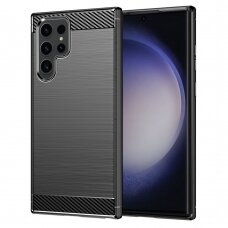 [Užsakomoji prekė] Dėklas skirtas Samsung Galaxy S23 Ultra - Techsuit Carbon Silicone - Juodas