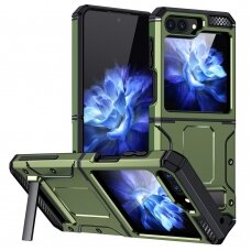 [Užsakomoji prekė] Dėklas Samsung Galaxy Z Flip5 - Techsuit Hybrid Armor Kickstand - Žalias
