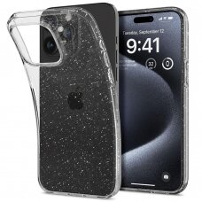 [Užsakomoji prekė] Dėklas iPhone 15 Pro - Spigen Liquid Crystal Glitter - Skaidrus - Blizgučiai