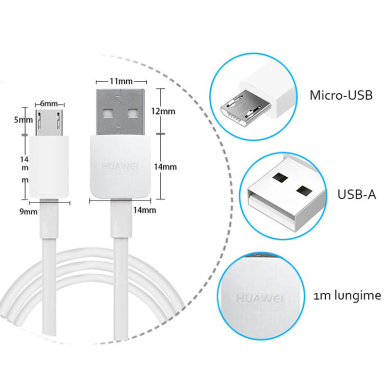 Akcija! Huawei - Original USB Cable (C02450768A), Micro USB - Baltas (Bulk Packing)  2
