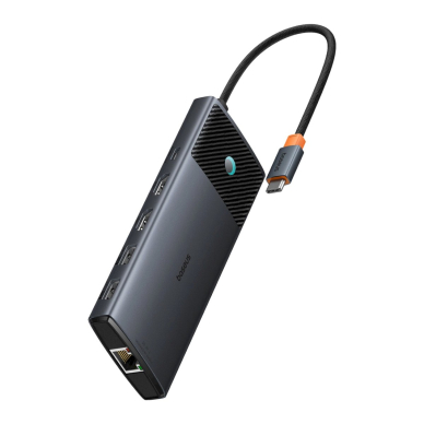 Baseus Metal Gleam Series HUB 10in1 USB-C – USB-C PD / USB-C / 3x USB-A / 2x HDMI / RJ-45 / SD / TF – juodas 1