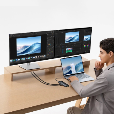 Baseus Metal Gleam Series HUB 10in1 USB-C – USB-C PD / USB-C / 3x USB-A / 2x HDMI / RJ-45 / SD / TF – juodas 7 Baseus Metal Gleam Series HUB 10in1 USB-C – USB-C PD / USB-C / 3x USB-A / 2x HDMI / RJ-45 / SD / TF – juodas 7