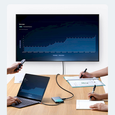 Baseus PortalJoy Series HUB 13in1 USB-C – 2x HDMI / DP / VGA / USB-A 3.1 / USB-C 3.1 / USB-A 2.0 / PD / RJ45 / SD / TF / AUX – pilkas 8