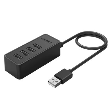 USB šakotuvas Hub Orico W5P-U2-100 4x USB-A 2.0 + microUSB 5V 1m – juodas