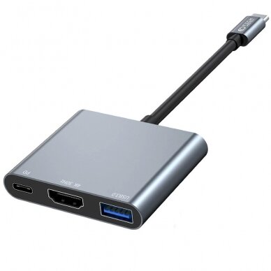 HUB Tech-Protect V1 3in1 USB-C - USB-A 3.0 / USB-C PD 100W / HDMI 4K 30Hz - pilkas 1 HUB Tech-Protect V1 3in1 USB-C - USB-A 3.0 / USB-C PD 100W / HDMI 4K 30Hz - pilkas 1