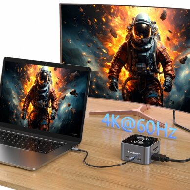 USB-C šakotuvas Wozinsky WHBC09Y8S 12in1 su belaidžio įkrovimo funkcija, aliuminis, 15 cm kabelis – pilkas 5