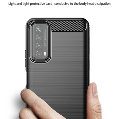 Akcija! Dėklas skirtas Huawei P Smart 2021 - Techsuit Carbon Silicone - Juodas  1