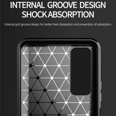 Akcija! Dėklas skirtas Huawei P Smart 2021 - Techsuit Carbon Silicone - Juodas  2