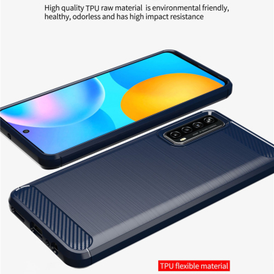 Akcija! Dėklas skirtas Huawei P Smart 2021 - Techsuit Carbon Silicone - Juodas  3