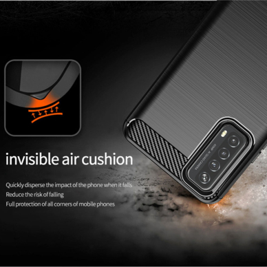 Akcija! Dėklas skirtas Huawei P Smart 2021 - Techsuit Carbon Silicone - Juodas  4