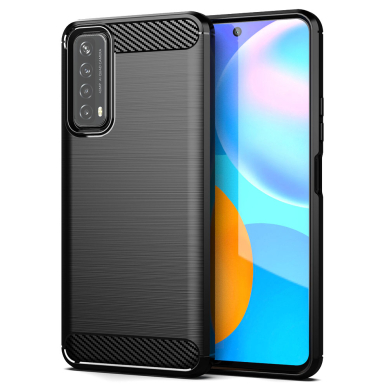 Akcija! Dėklas skirtas Huawei P Smart 2021 - Techsuit Carbon Silicone - Juodas