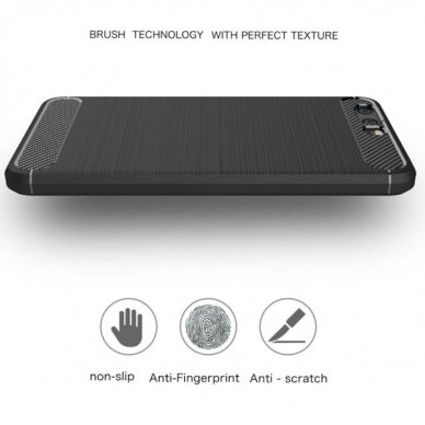 [Užsakomoji prekė] Dėklas skirtas Huawei P10 - Techsuit Carbon Silicone - Juodas 2