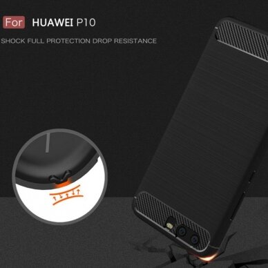[Užsakomoji prekė] Dėklas skirtas Huawei P10 - Techsuit Carbon Silicone - Juodas 3