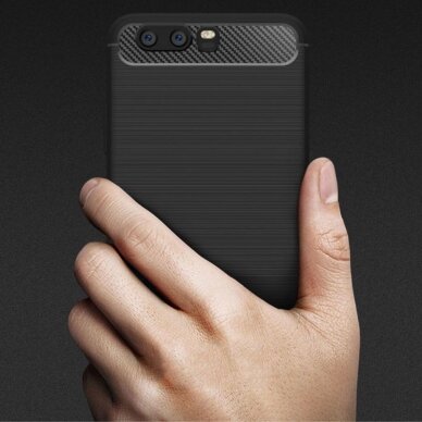 [Užsakomoji prekė] Dėklas skirtas Huawei P10 - Techsuit Carbon Silicone - Juodas 5
