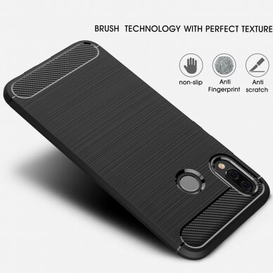 [Užsakomoji prekė] Dėklas skirtas Huawei P20 Lite - Techsuit Carbon Silicone - Juodas 2